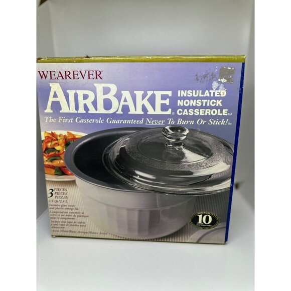 NIB WearEver AirBake 2.5 Qt Insulated Nonstick Casserole Dish W/ Lid & Base - Picture 6 of 10